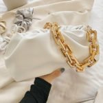 gold chain dumpling bag white