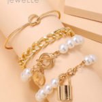 lock and pearls bracelet set