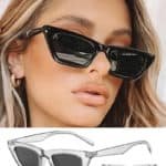 New square rectangular Cat Eye Sunglasses silver black