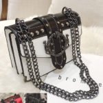 Rivet Stud Leather Style Crossbody Bag with Black Chain