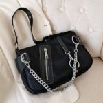 black chains baguette bag zipper