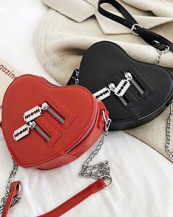 Women's Cute Heart Shape Crossbody Purse Handbag | Quilted Mini Chain Link  Shoulder Bag