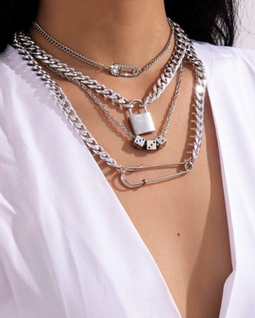 dice lock chain necklace