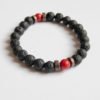 Lava Stone Bead Bracelet (Black & Red)