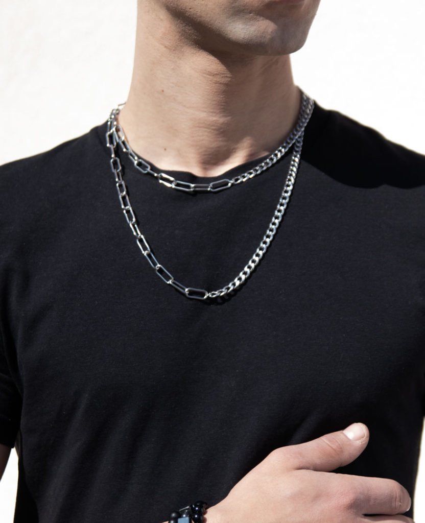 Curb Chain & Paperclip Chain Necklace (Stainless Steel Double Layer Set)