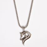 silver stainless steel norse wolf pendant necklace