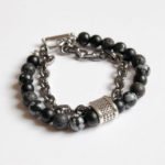 heavy chain and bead mens bracelet