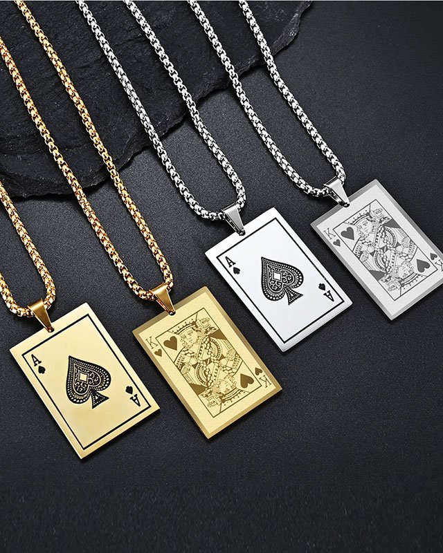 Fashionable Playing Card Necklace Pendant Spades Hearts - Temu